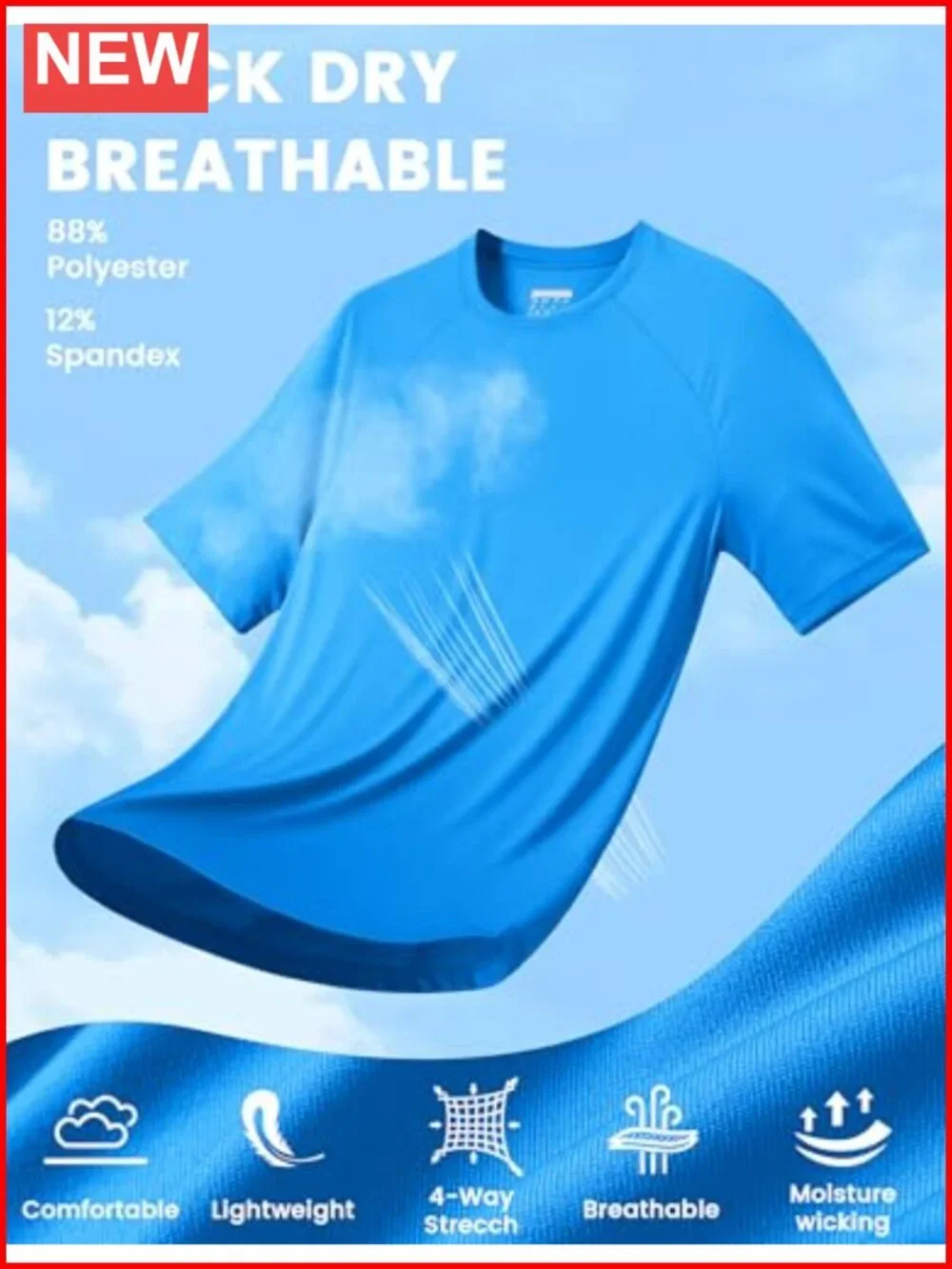 Men's UPF 50+ Sun Protection Shirt Quick Dry Athletic T-Shirt Rash Guard